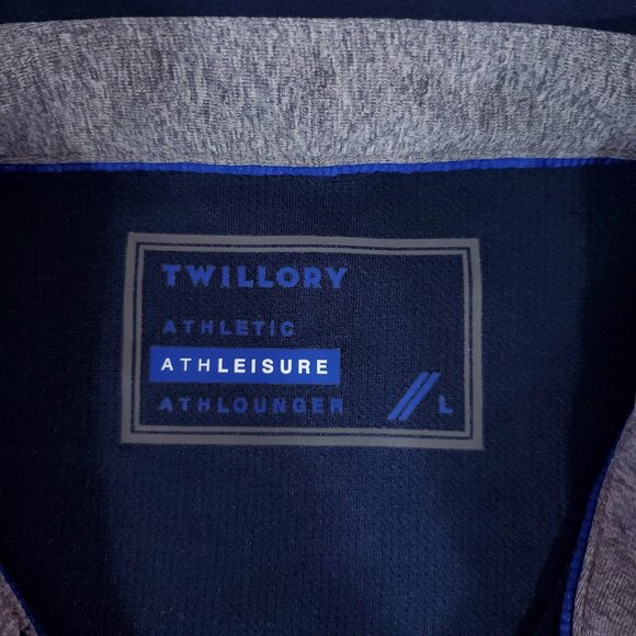 Twillory Mens Large Long Sleeve Performance Athleisure Golf Polo Shirt Navy Blue - Picture 10 of 15